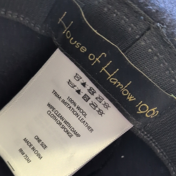 HOUSE OF HARLOW 1960 I NWOT Black Wool Wide Brim Floppy Hat w/ Gold Accents, O/S - Picture 8 of 13